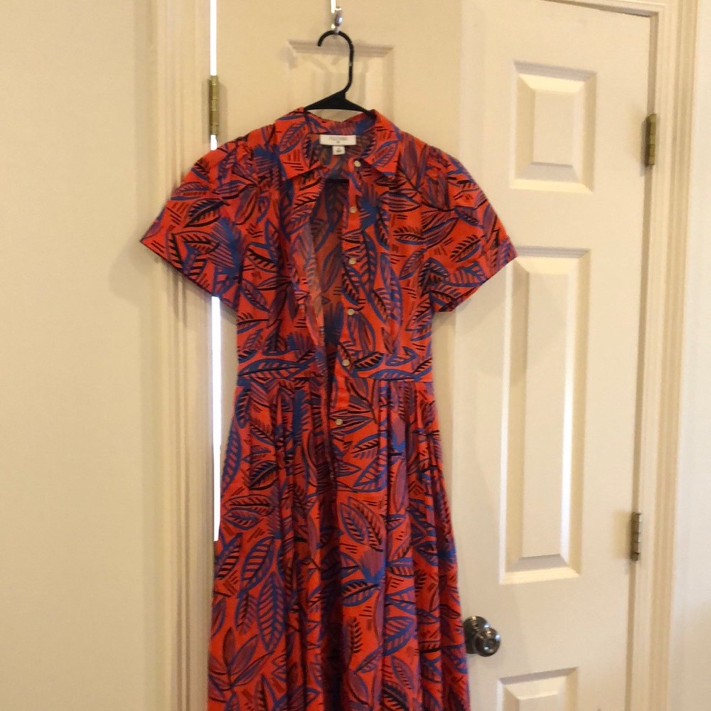 Alexis Red and Blue Notched Collar Sundress